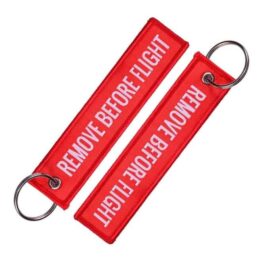 ′REMOVE BEFORE FLIGHT′ Raktų pakabukas